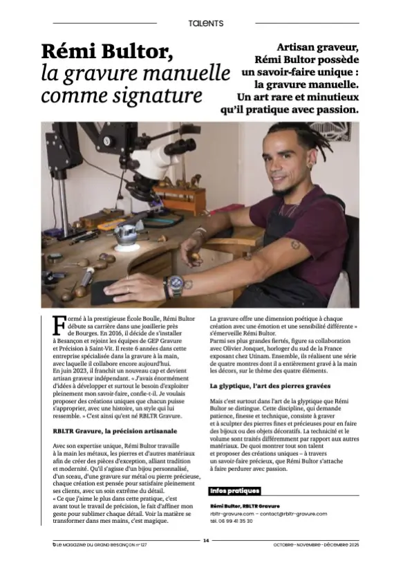 Portrait de Rémi Bultor dans le magazine Lisons ! du Grand Besançon